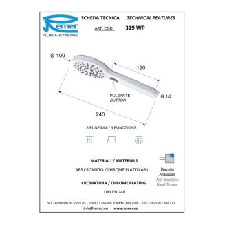 Душ слушалка Pulsante хидромасажна с 3 функции