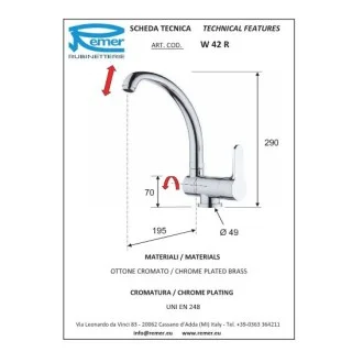 Смесител за кухня WINNER с накланящ се чучур