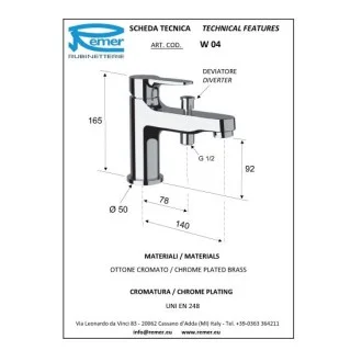 Стоящ смесител за мивка с подвижен душ Winner
